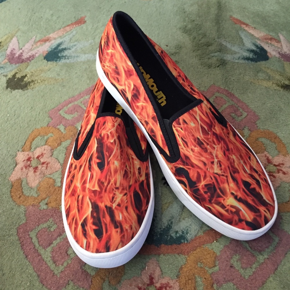 New Loudmouth Mens Sonny Flames Slip On Shoes 10